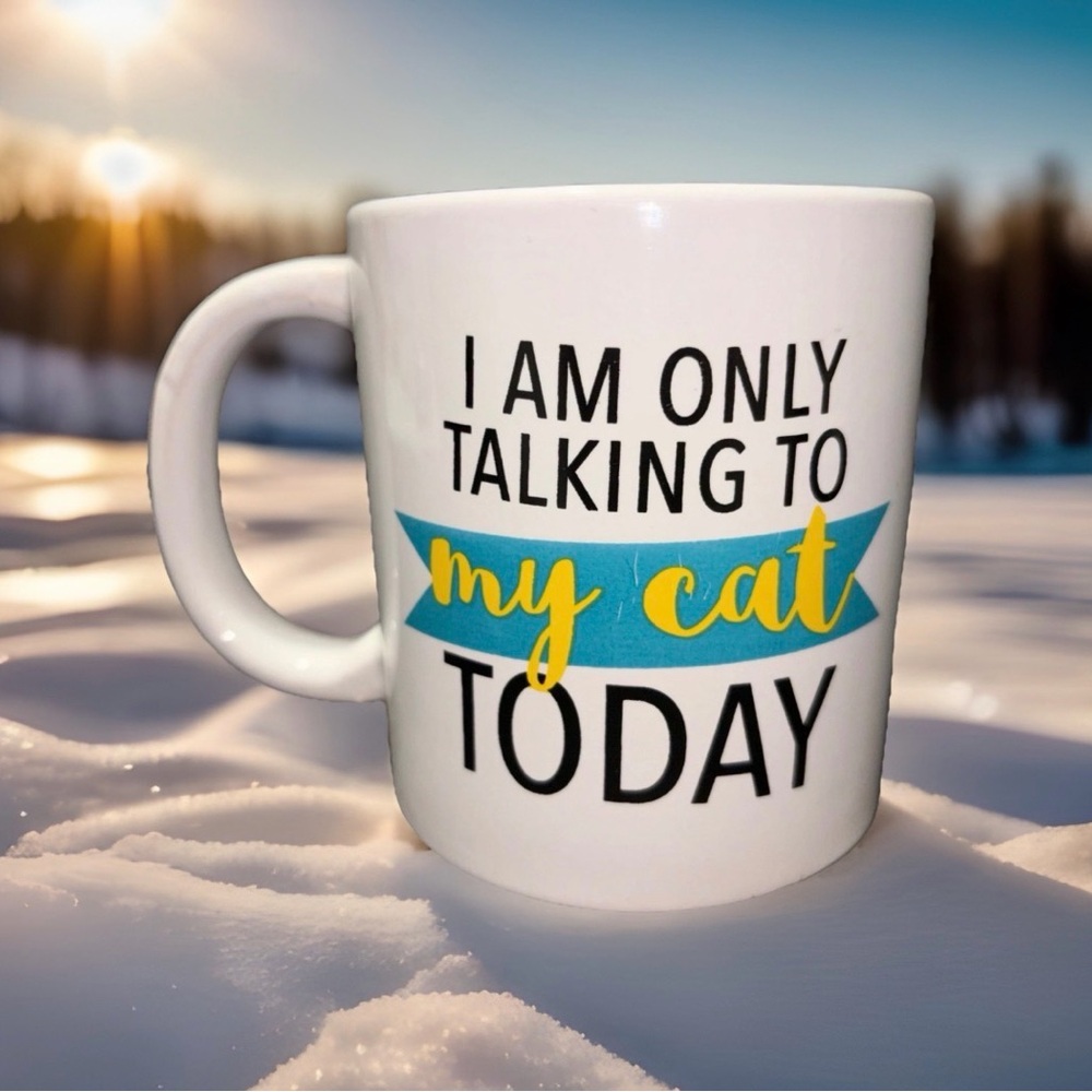 FUNNY Cat Lover Mug "I Am Only Talking To My Cat Today" White Coffee Mug Cup
